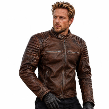 Bandit 92X brown Gaot nappa premium motorcycle leather jacket