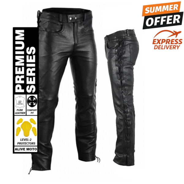 Unisex Lace up Retro leather pants Unisex Lace up Retro leather pants