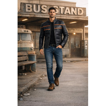 Rider Pro Cruiser Blue – Motorcycle Touring Leather Jacket & Men's Blue Riding Jeans Set