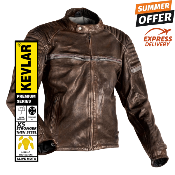 Stealth 92X Vintage brown Goat nappa  motorcycle leather jacket (ce 17092)