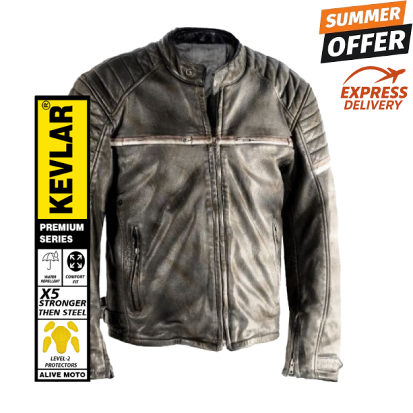 Stealth 92X Vintage GreyDirt Goat nappa motorcycle leather jacket (CE 17092)