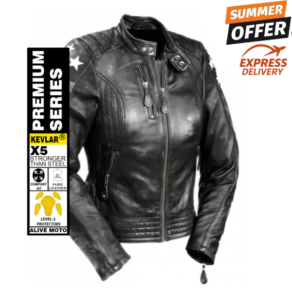Premium Lioness lady black leather jacket