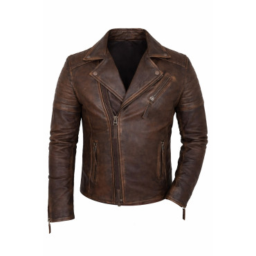 Distressed Brown Urban Leather  Jacket
