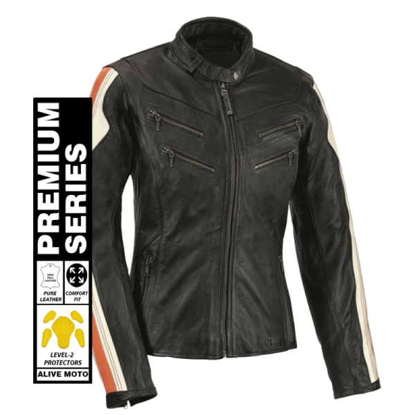 Lady Antique motorcycle leather jacket