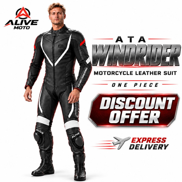 ATA Windrider Motorcycle Leather Suit – One-Piece CE Racing Suit | Alive Moto