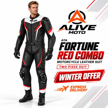 ATA Fortune Red Combo Two-Piece Motorcycle Leather Suit – Alive Moto