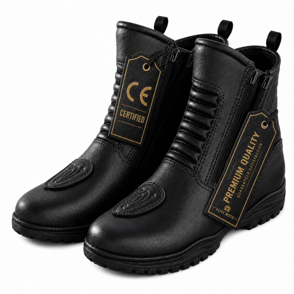 Motorcycle touring boots Black  CE-level 2 (EN-13634:2017)