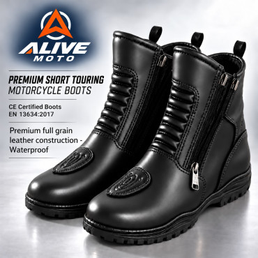 Motorcycle touring boots Black  CE-level 2 (EN-13634:2017)