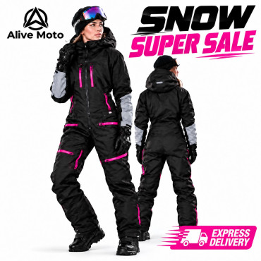 Lady Snowpeak Pink Snowmobile Monosuit – Waterproof Insulated Winter Suit | Alive Moto