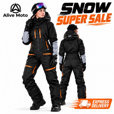 Lady Snowpeak Orange Snowmobile Monosuit – Waterproof Insulated Winter Suit | Alive Moto Lady Snowpeak Orange Snowmobile Monosuit – Waterproof Insulated Winter Suit | Alive Moto