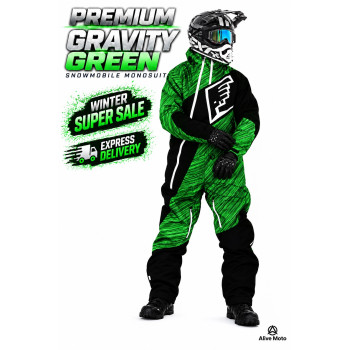 Premium Gravity Green Snowmobile Monosuit – Waterproof Insulated ATV Suit | Alive Moto