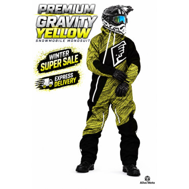 Premium Gravity Snowmobile Monosuit – High-Visibility Yellow | Waterproof Insulated Pro Sled Suit | Alive Moto Premium Gravity Snowmobile Monosuit – High-Visibility Yellow | Waterproof Insulated Pro Sled Suit | Alive Moto