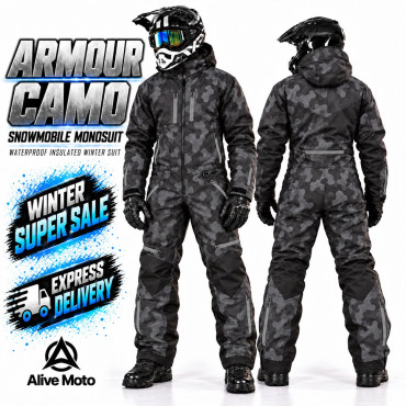 Armour Camo Snowmobile Monosuit – Waterproof Insulated Winter Suit – Alive Moto Armour Camo Snowmobile Monosuit – Waterproof Insulated Winter Suit – Alive Moto