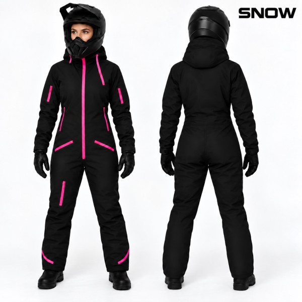 Lady Evolution Base Black Pink Snowmobile Monosuit – Waterproof Insulated Winter Suit – Alive Moto