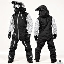 Forrest Base Black Textured White Snowmobile Monosuit – Waterproof Insulated Winter Suit – Alive Moto