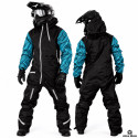 Forrest Base Black Textured Sky Blue Snowmobile Monosuit – Waterproof Insulated Winter Suit – Alive Moto