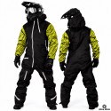 Forrest Base Black Textured Yellow Snowmobile Monosuit – Waterproof Insulated Winter Suit – Alive Moto