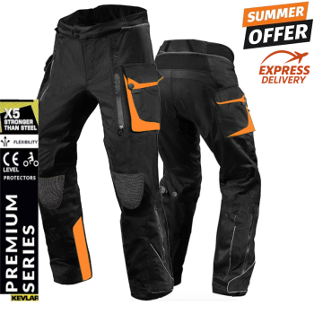 Premium Dynatech Orange black Kevlar waterproof MC pant Premium Dynatech Orange black Kevlar waterproof MC pant