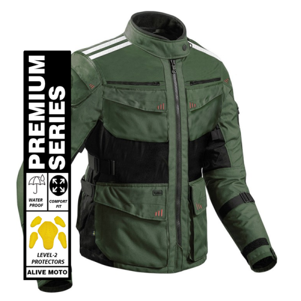 Roadway Army Green all weather motorcycle touring jackets