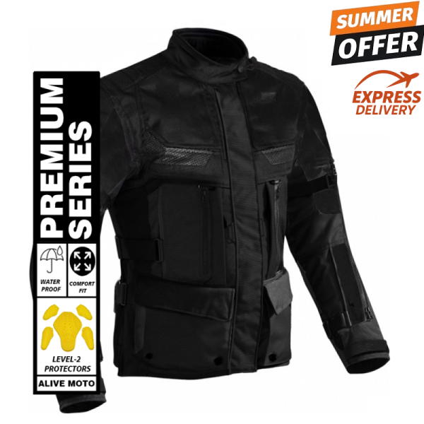 Guardian full black motorcycle touring jacket