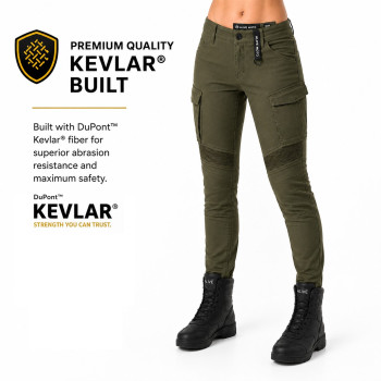 Lady cargo kevlar olivegreen CE-17092 A motorcycle jeans