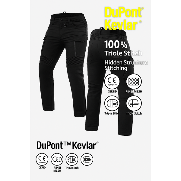 CARGO JET-BLACK GT-RIDER MOTORCYCLE JEAN PANT CE 17092 A CARGO JET-BLACK GT-RIDER MOTORCYCLE JEAN PANT CE 17092 A