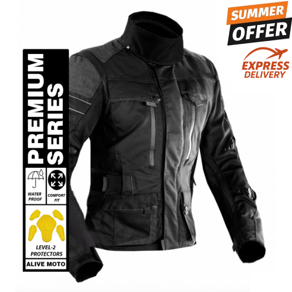 Lady Premium Dynatech black motorcycle all weather jacket