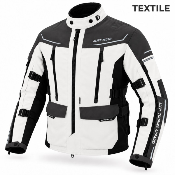 ATLAS Premium White Motorcycle Touring Jacket - Men | ALIVE MOTO