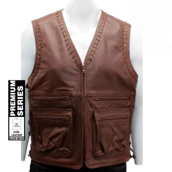 Motorcycle Thor brown leather vest Motorcycle Thor brown leather vest
