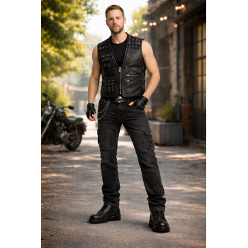 DarkKnight Road Armor Outfit – Premium Leather Vest & DarkNight Cruiser Jeans