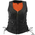 Lady biker retro leather vest