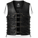 Tony black leather vest