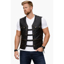 Tony black leather vest