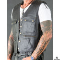 Biker extreme leather black vest