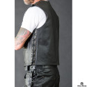 Biker extreme leather black vest