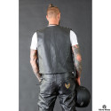 Biker extreme leather black vest