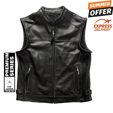 Premium city biker leather vest