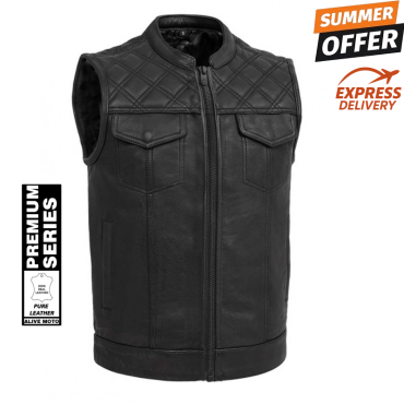 Premium Retro fullbody dual zip leather vest