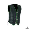 Men's Club Green laces leather Motorcycle Vest