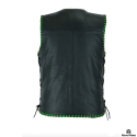 Men's Club Green laces leather Motorcycle Vest
