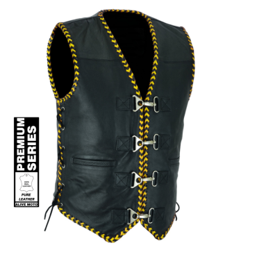 Men's Club Yellow laces leather Vest