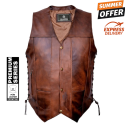 Iron Stallion Vintage Brown Motorcycle Leather Vest