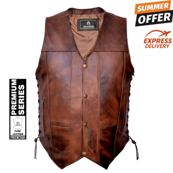 Iron Stallion Vintage Brown Motorcycle Leather Vest Iron Stallion Vintage Brown Motorcycle Leather Vest