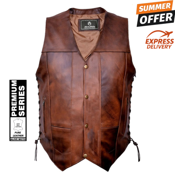 Iron Stallion Vintage Brown Motorcycle Leather Vest Iron Stallion Vintage Brown Motorcycle Leather Vest